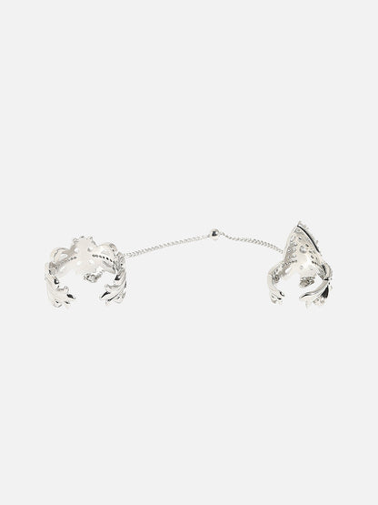 Silver-Plated Chain Linked Finger Ring