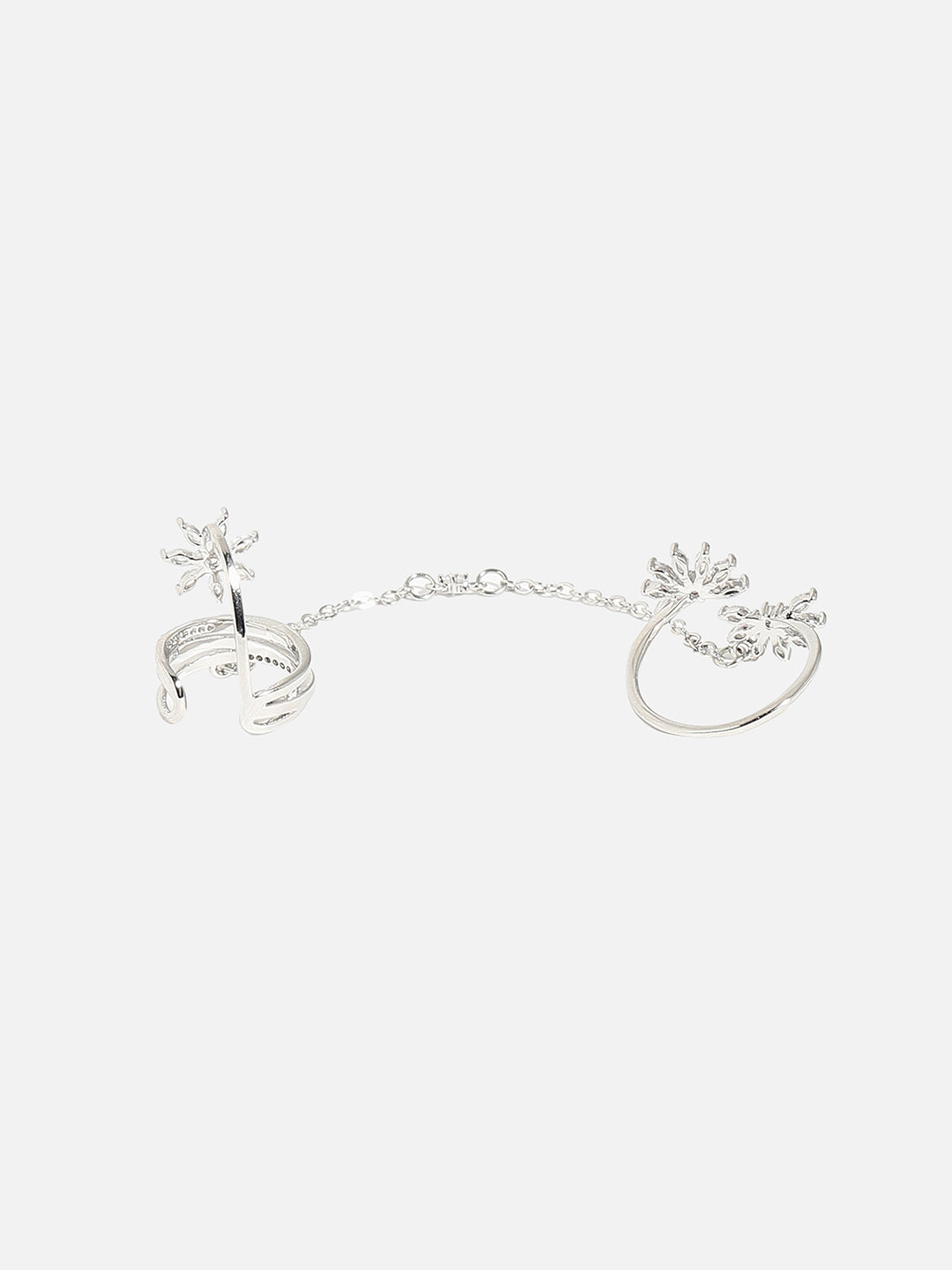 Silver-Plated Stone-Studded Finger Ring