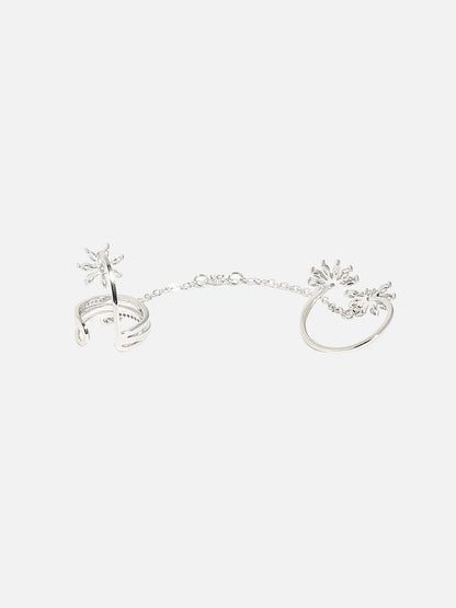 Silver-Plated Stone-Studded Finger Ring