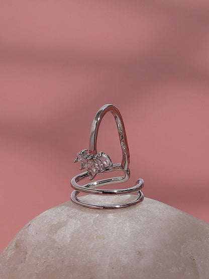 Silver-Plated Stone-Studded Finger Ring