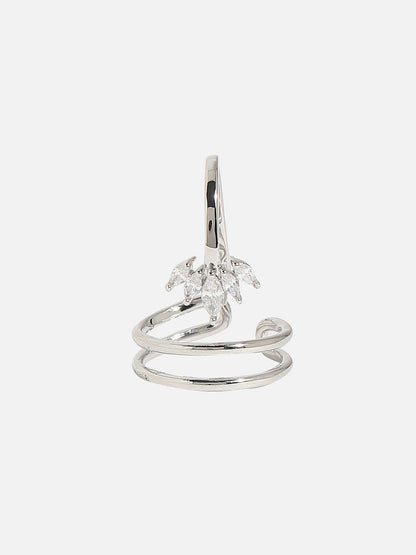 Silver-Plated Stone-Studded Finger Ring