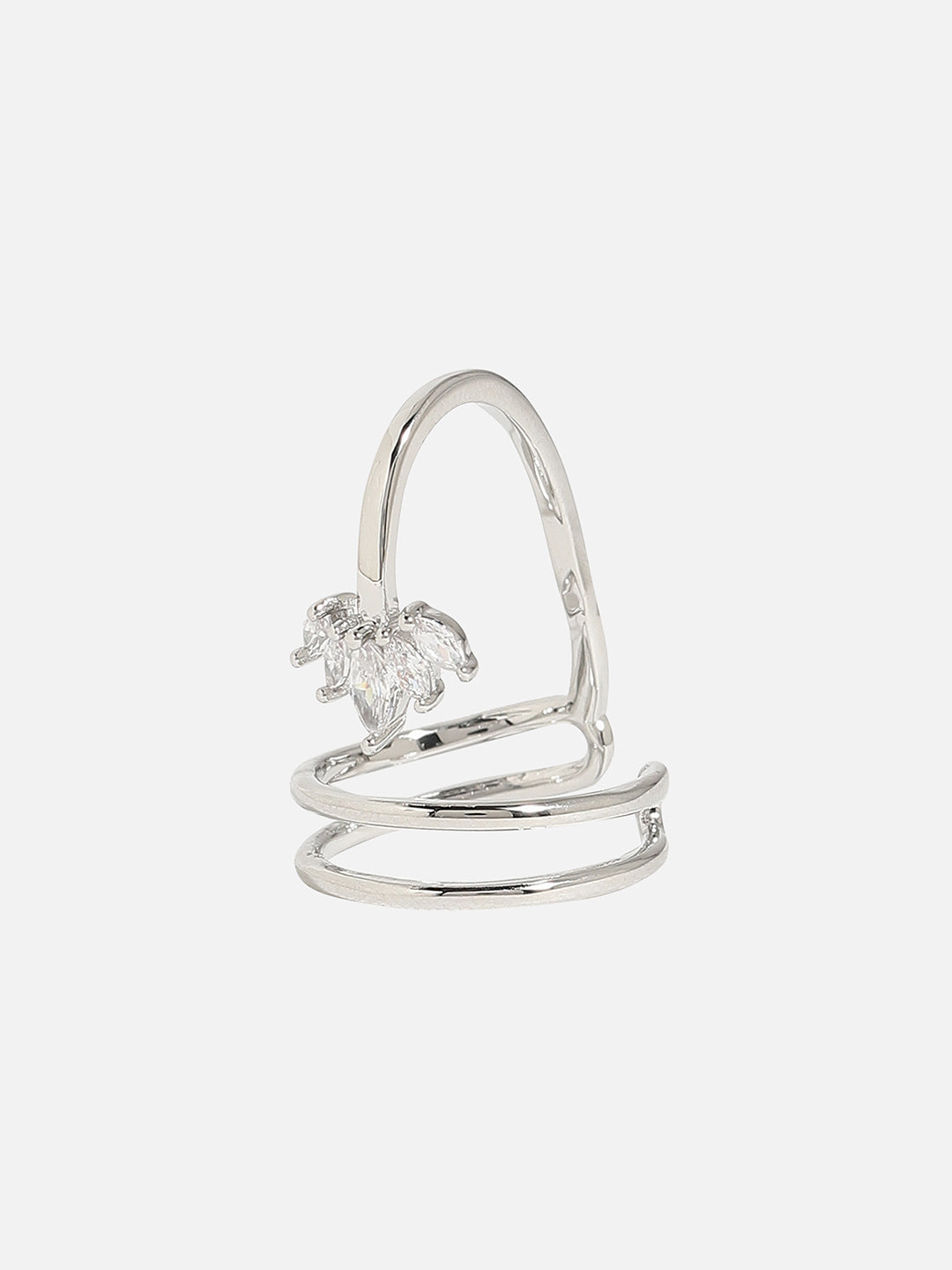 Silver-Plated Stone-Studded Finger Ring