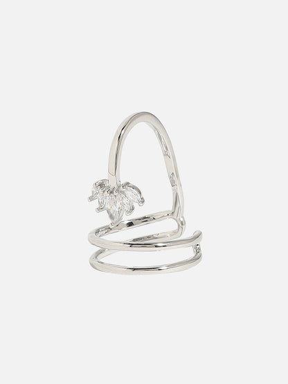 Silver-Plated Stone-Studded Finger Ring