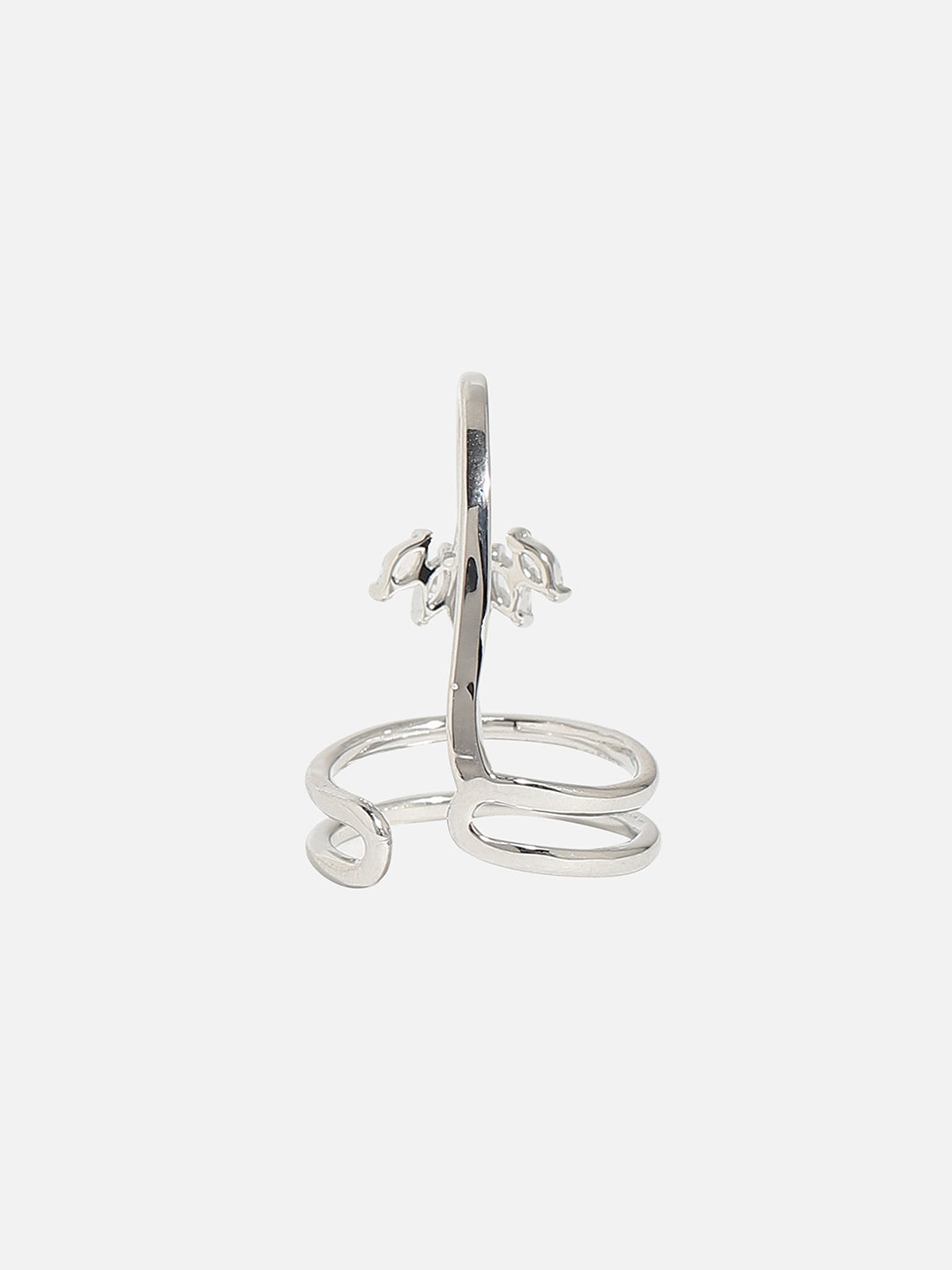 Silver-Plated Stone-Studded Finger Ring
