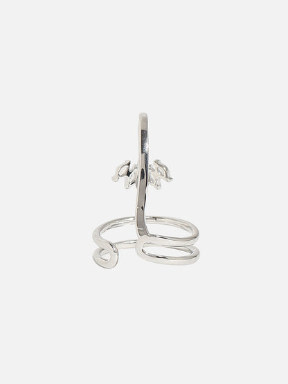 Silver-Plated Stone-Studded Finger Ring