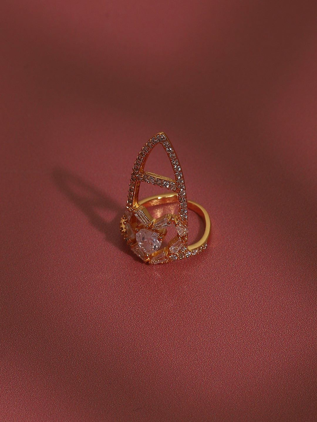 Gold-Plated Stone-Studded Finger Ring