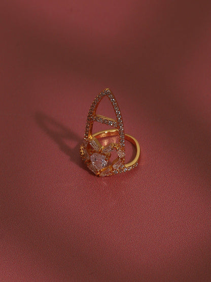 Gold-Plated Stone-Studded Finger Ring