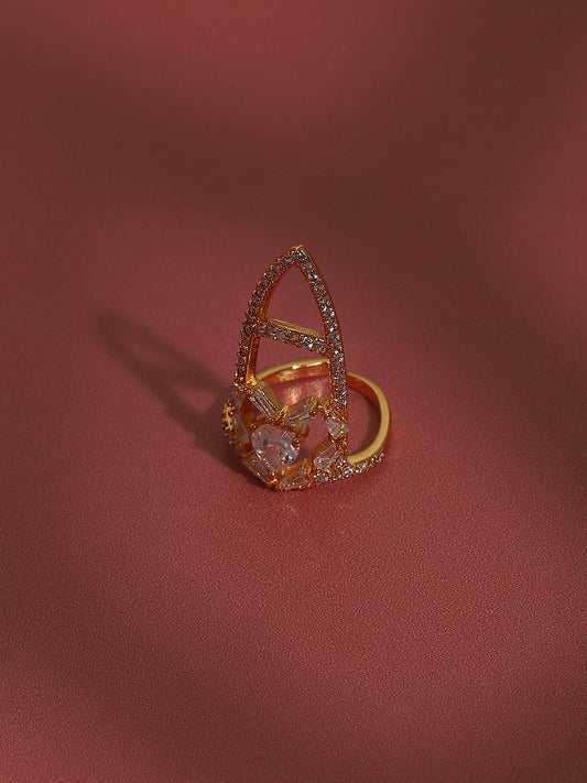 Gold-Plated Stone-Studded Finger Ring