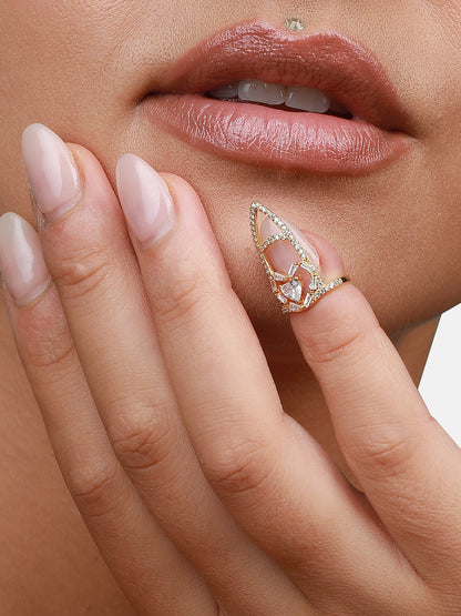 Gold-Plated Stone-Studded Finger Ring