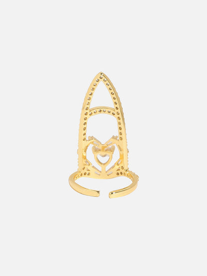 Gold-Plated Stone-Studded Finger Ring
