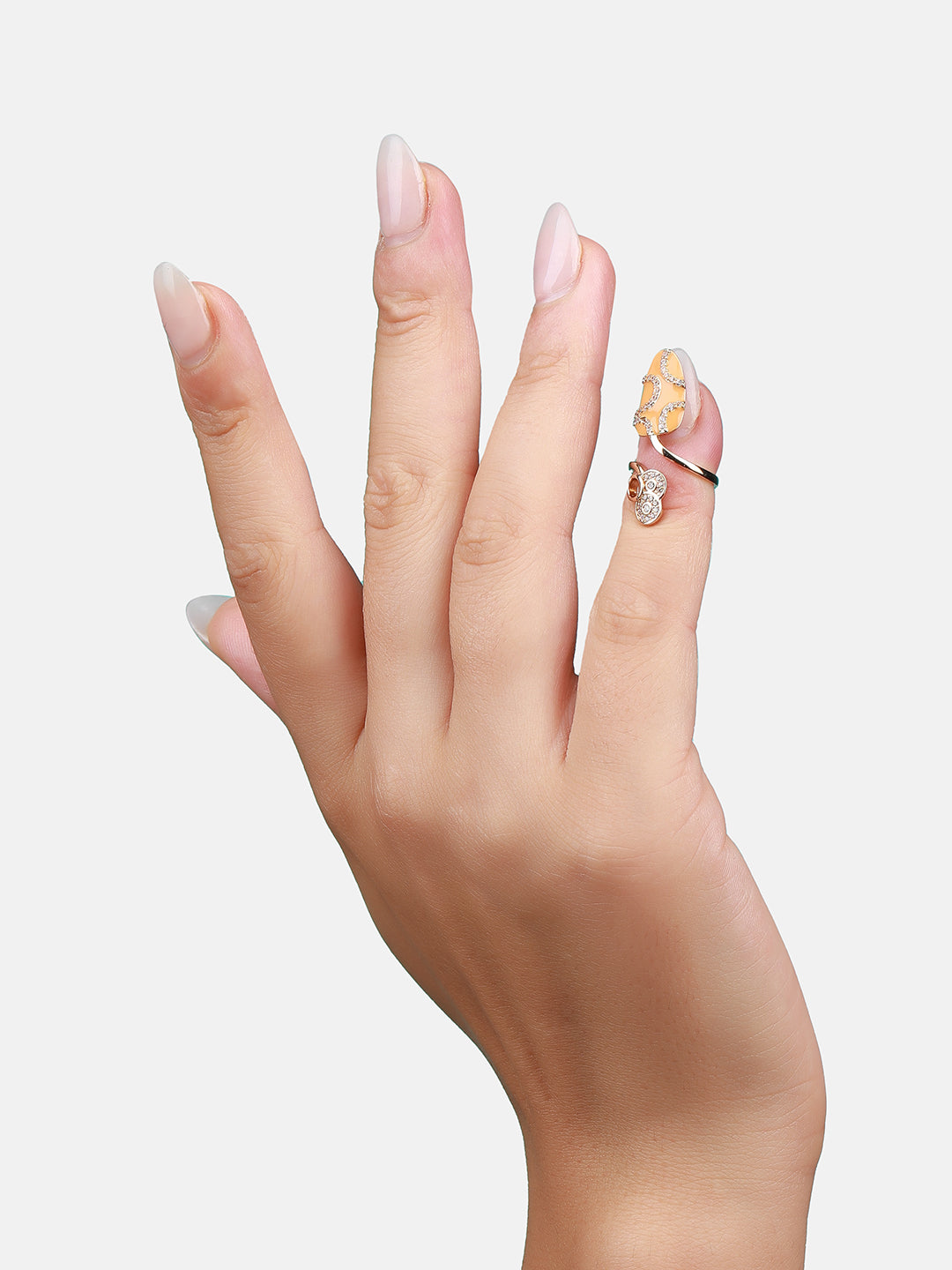 Gold-Plated Stone-Studded Nail Ring