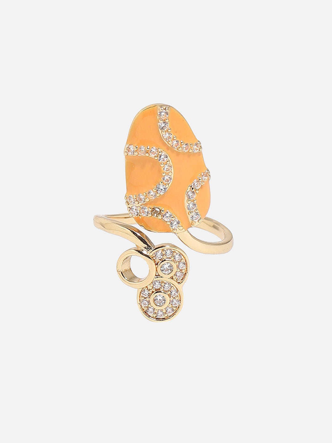 Gold-Plated Stone-Studded Nail Ring