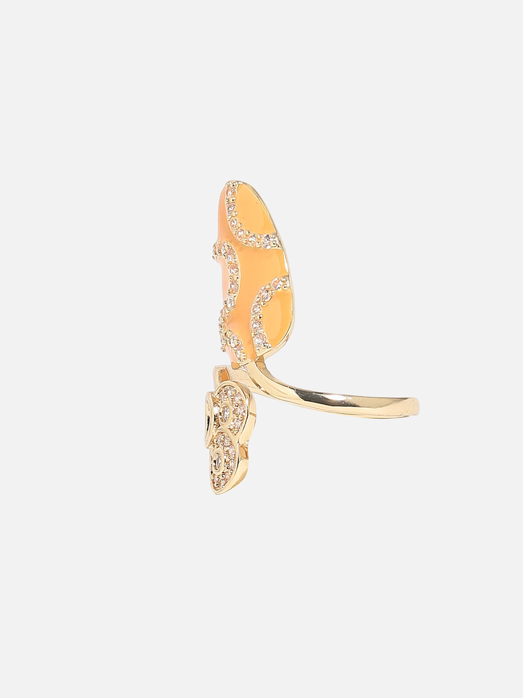 Gold-Plated Stone-Studded Nail Ring