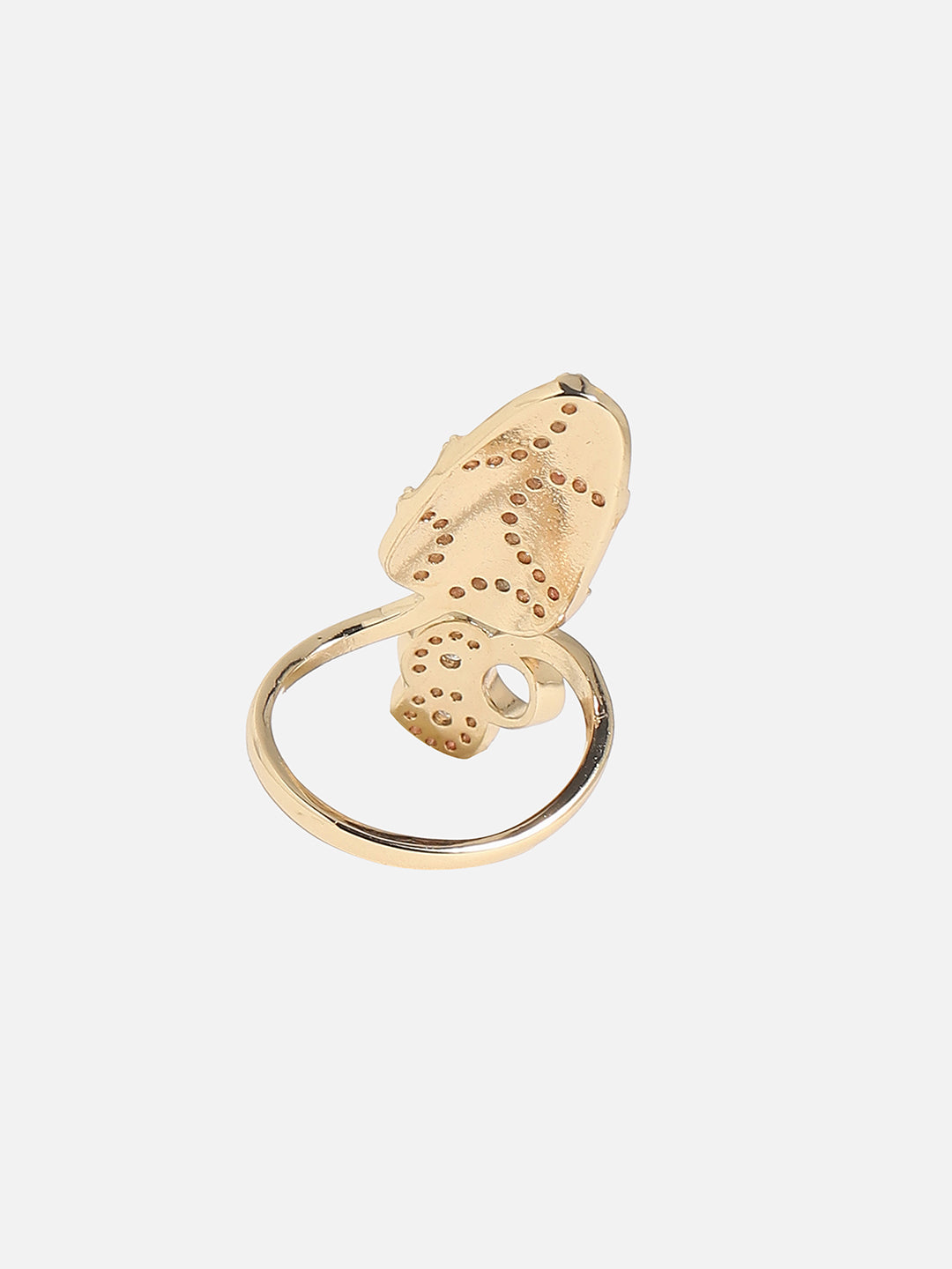Gold-Plated Stone-Studded Nail Ring