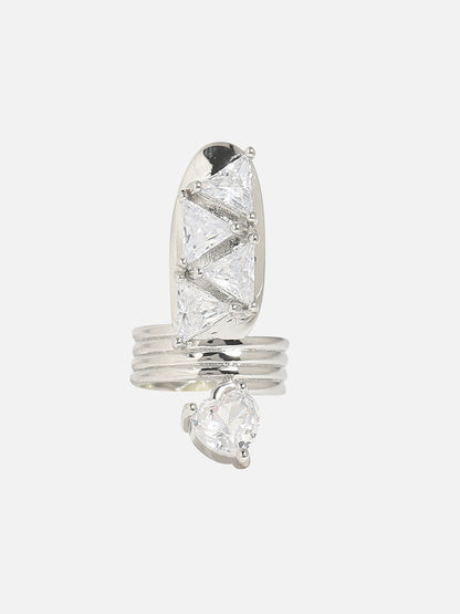 Silver-Plated Stone-Studded Ring