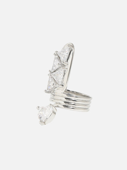 Silver-Plated Stone-Studded Ring