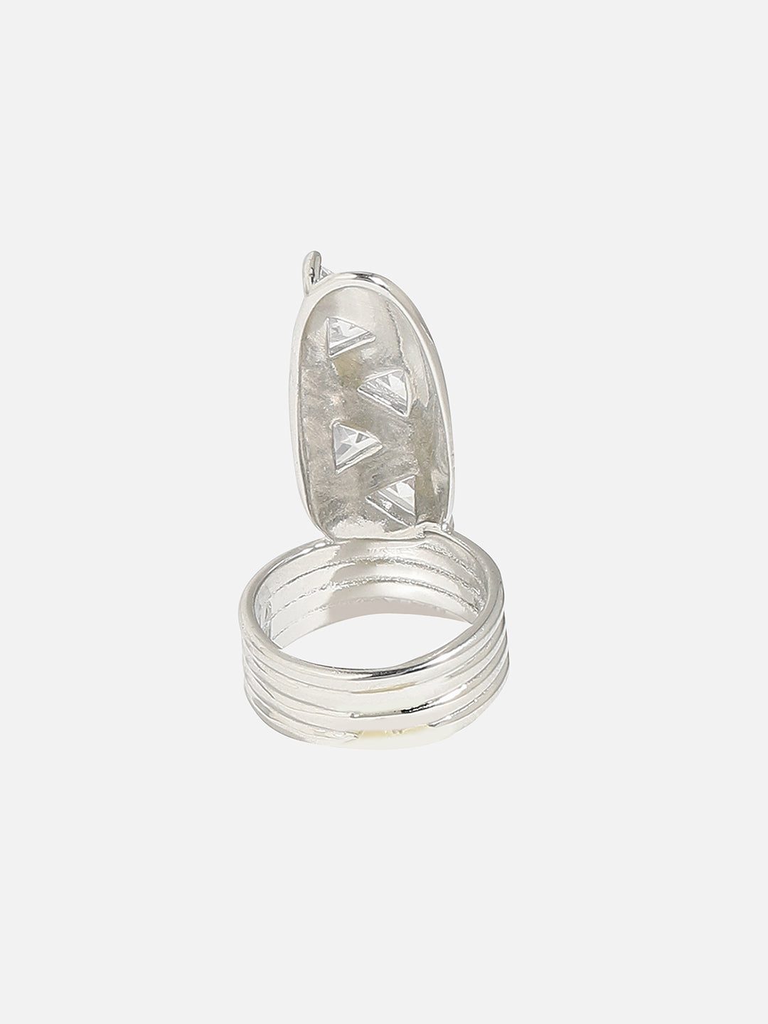 Silver-Plated Stone-Studded Ring