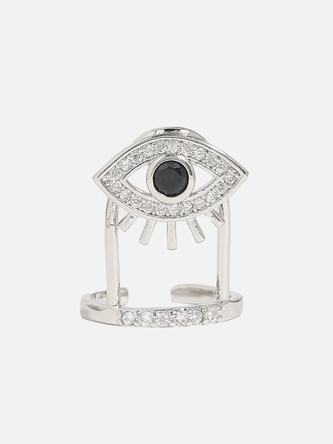 Silver-Plated Stone Studded Nail Rings