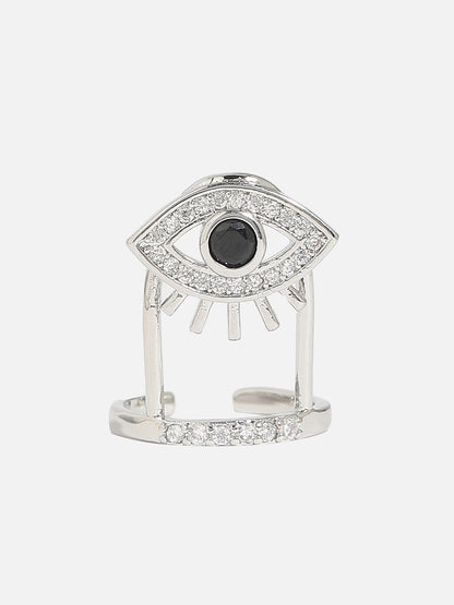 Silver-Plated Stone Studded Nail Rings
