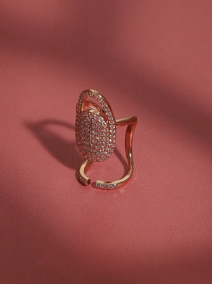 Gold-Plated Stone-Studded Finger Ring