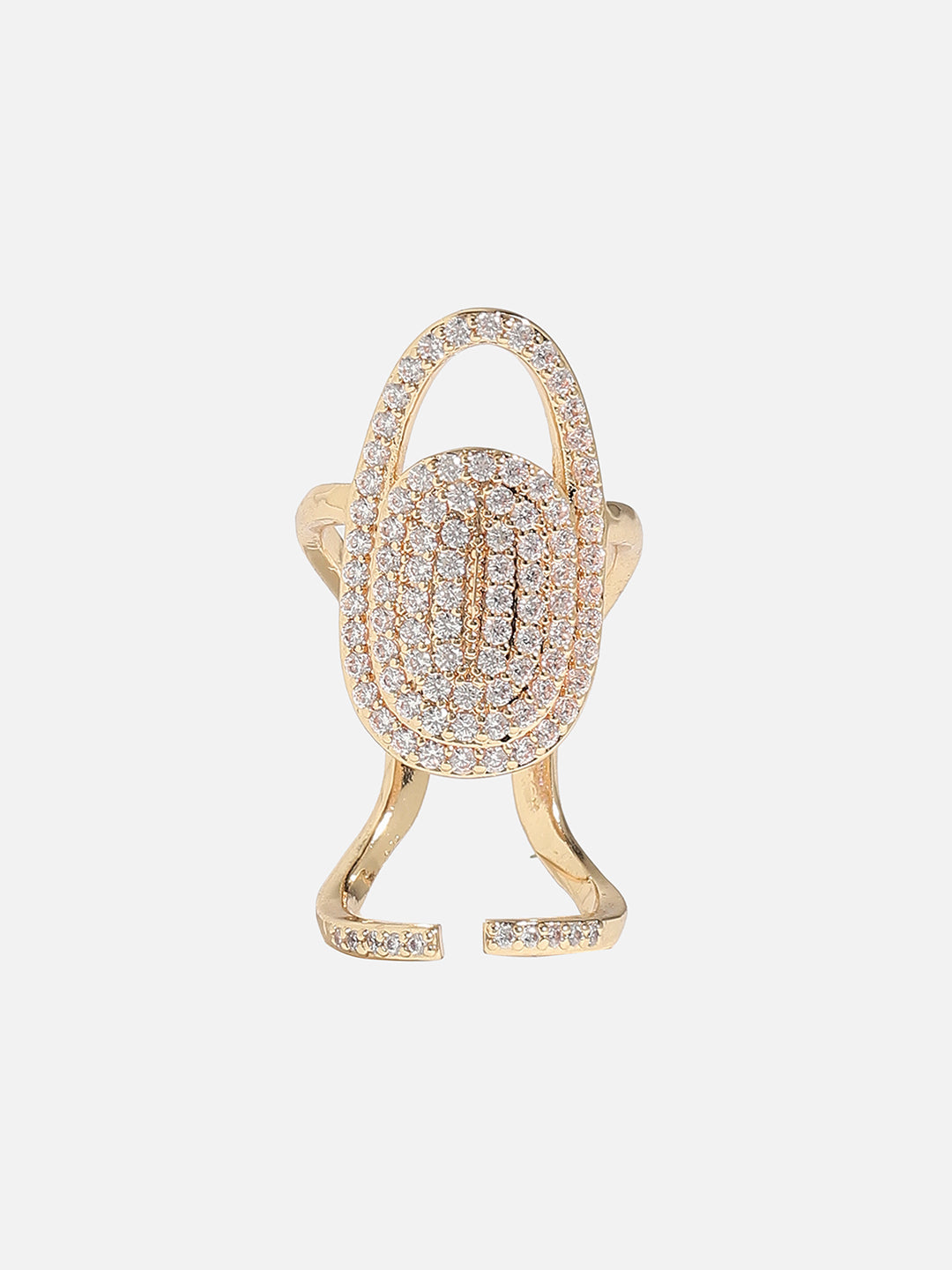 Gold-Plated Stone-Studded Finger Ring