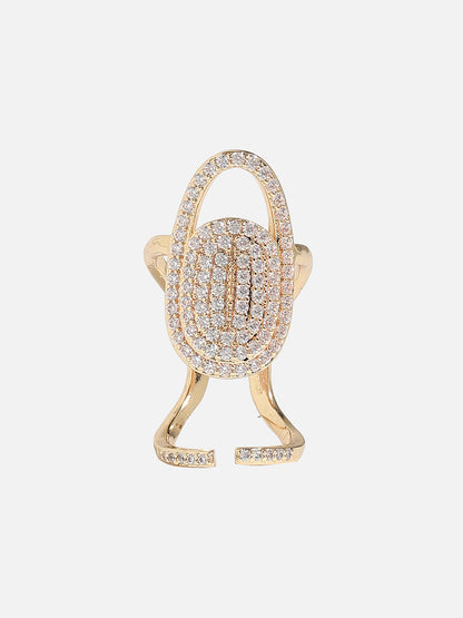 Gold-Plated Stone-Studded Finger Ring