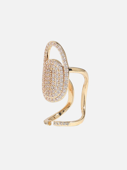 Gold-Plated Stone-Studded Finger Ring