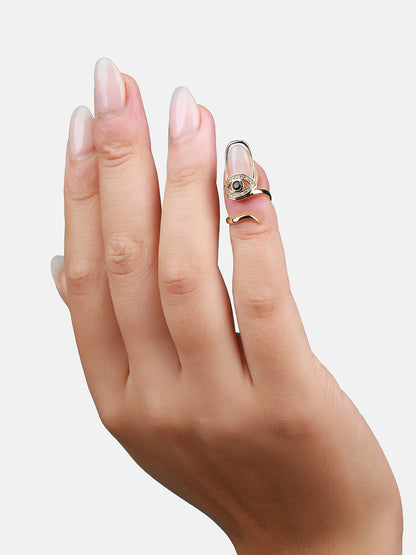 Gold-Plated Stone-Studded Nail Ring