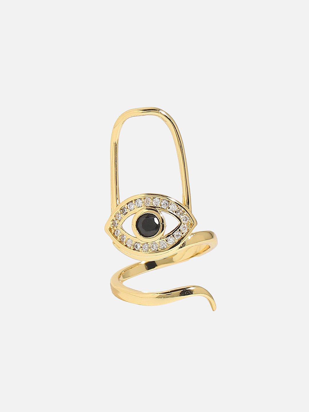 Gold-Plated Stone-Studded Nail Ring