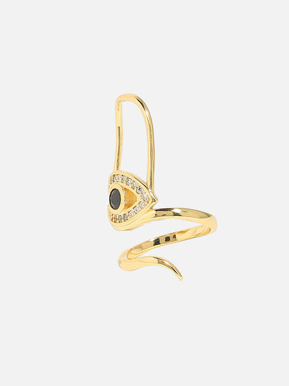 Gold-Plated Stone-Studded Nail Ring