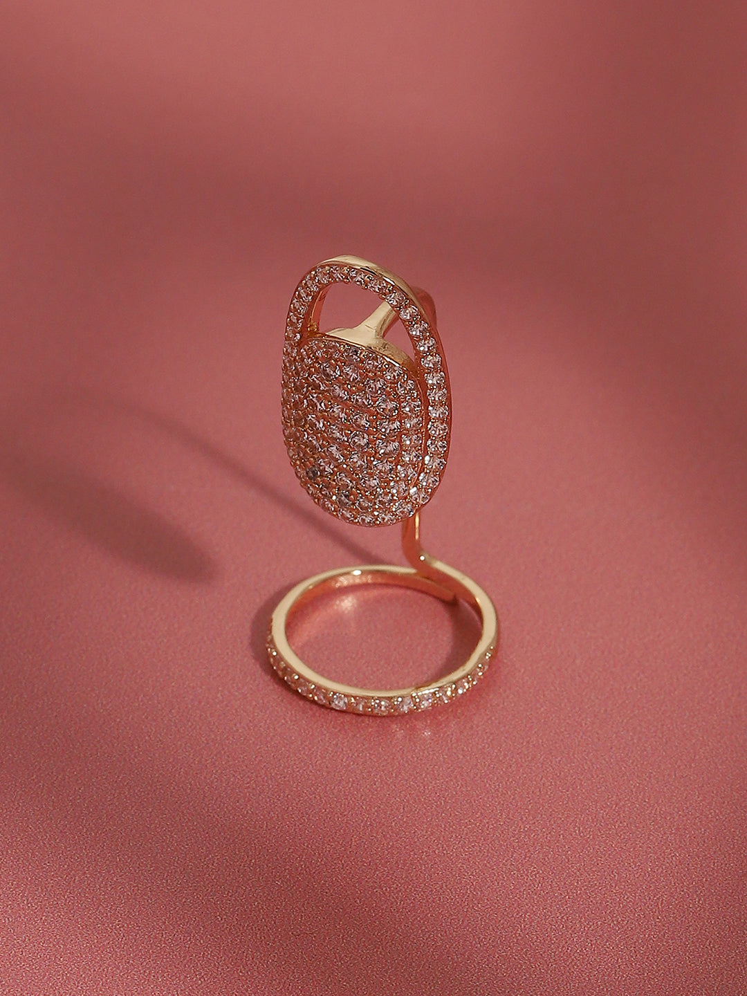 Gold-Plated Stone-Studded Finger Ring