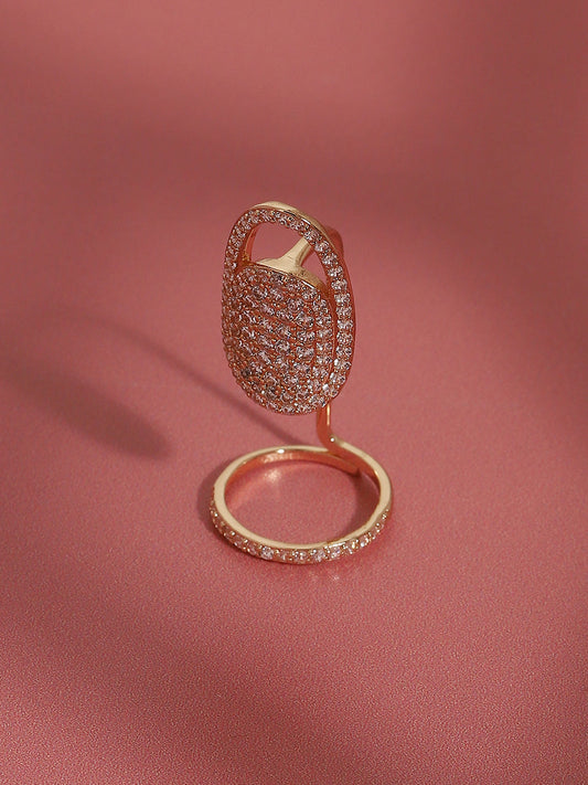 Gold-Plated Stone-Studded Finger Ring