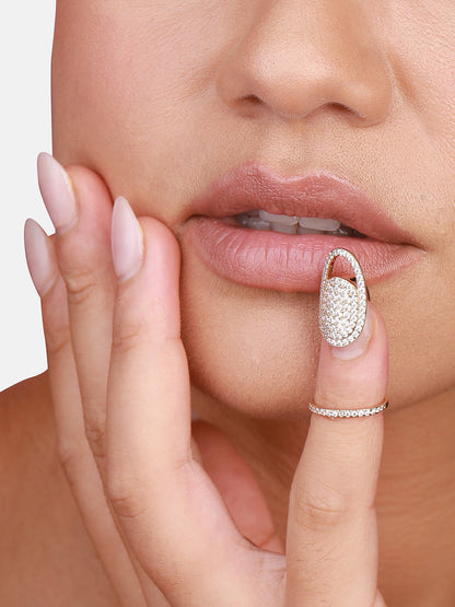 Gold-Plated Stone-Studded Finger Ring