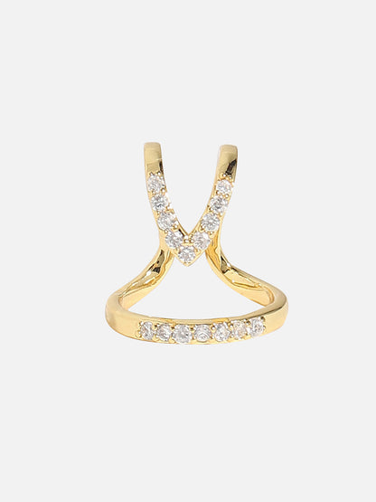 Gold-Plated Stone-Studded Finger Ring