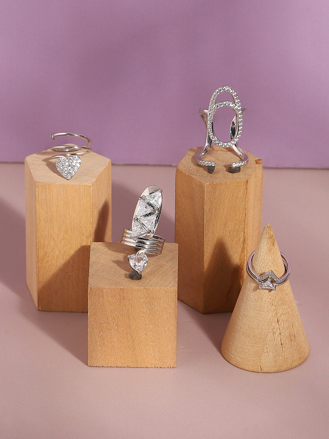 Gold-Plated Stone-Studded Nail Ring