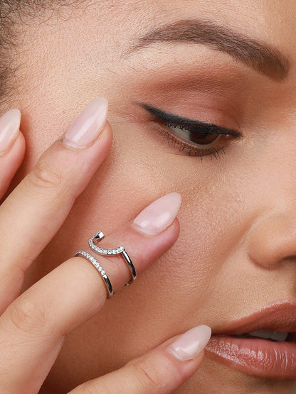 Gold-Plated Stone-Studded Nail Ring