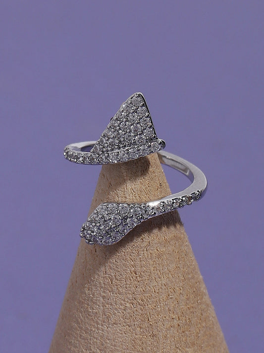 Silver-Plated Stone-Studded Nail Ring