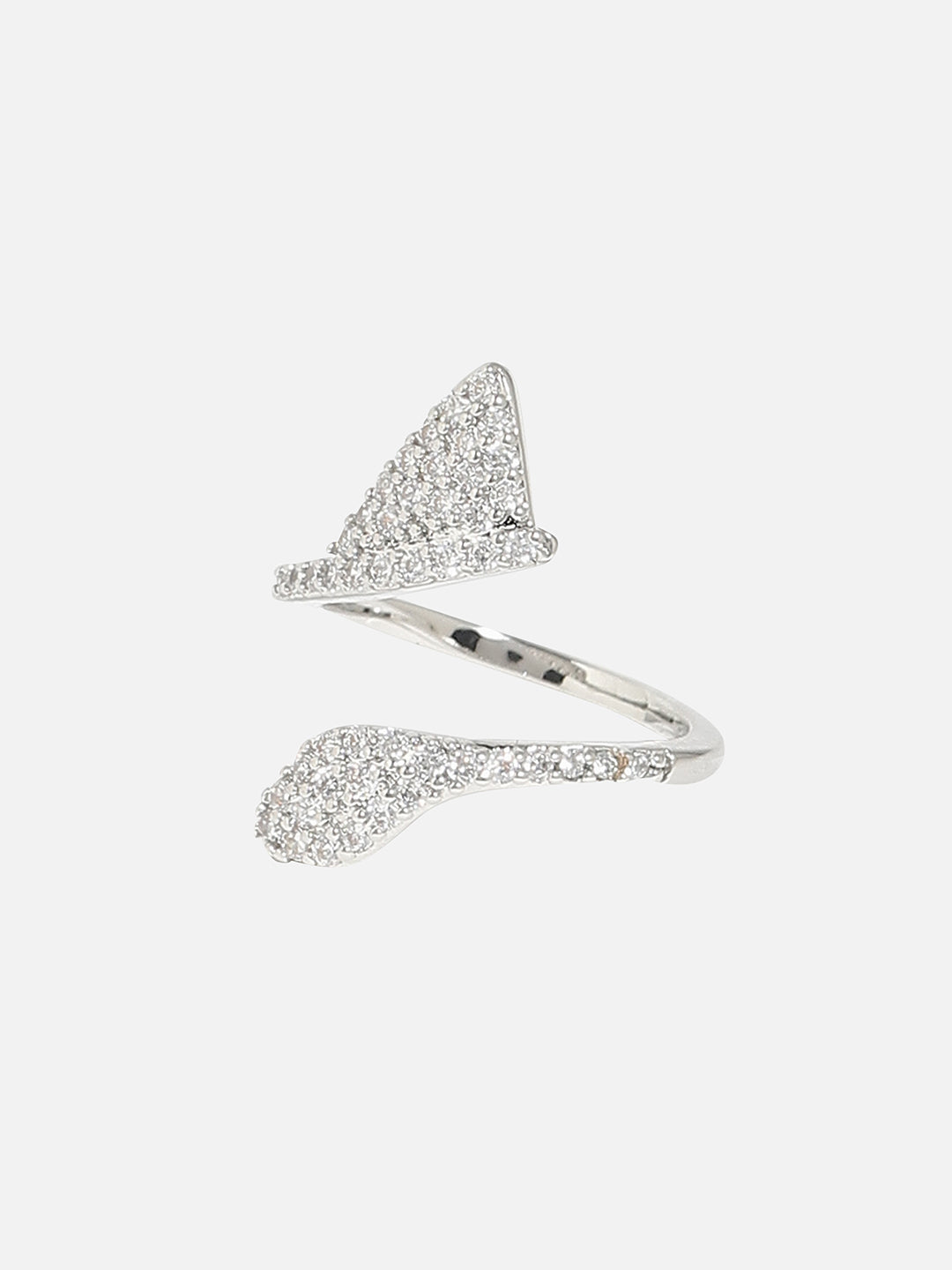 Silver-Plated Stone-Studded Nail Ring