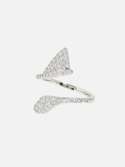 Silver-Plated Stone-Studded Nail Ring