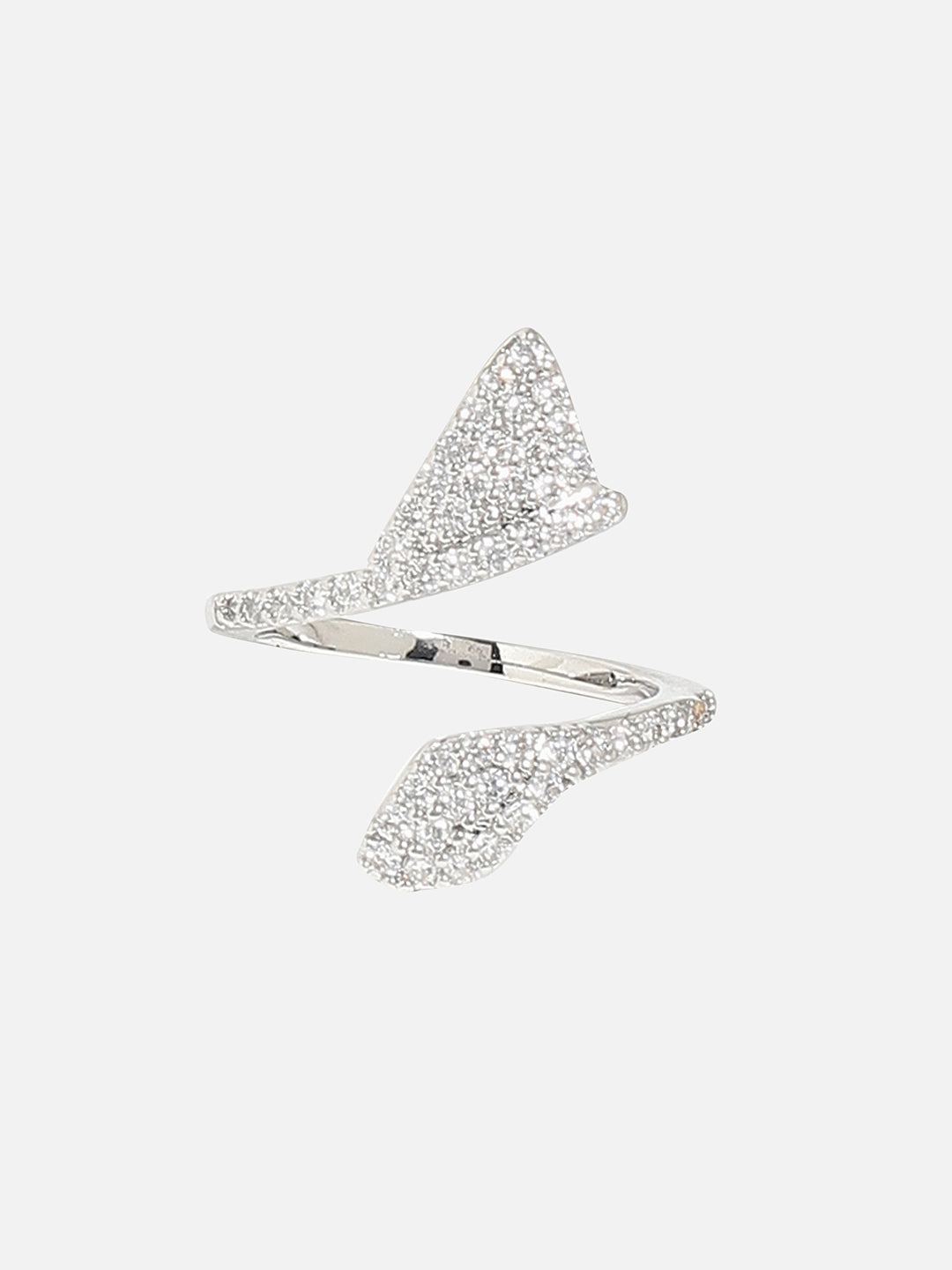 Silver-Plated Stone-Studded Nail Ring
