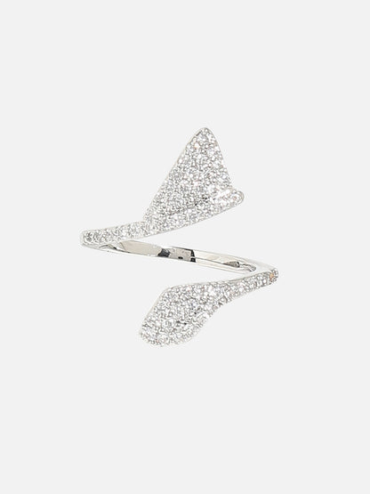 Silver-Plated Stone-Studded Nail Ring