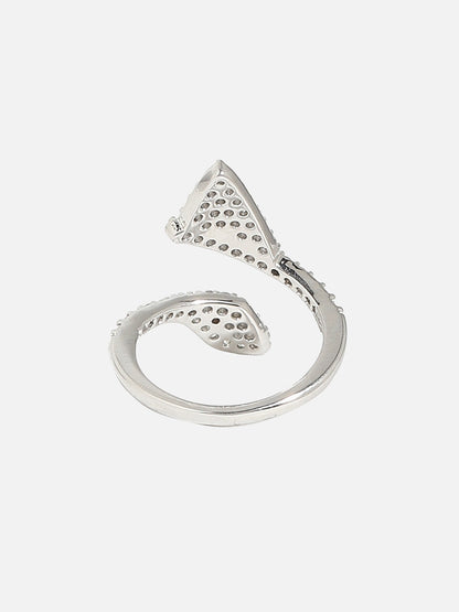 Silver-Plated Stone-Studded Nail Ring