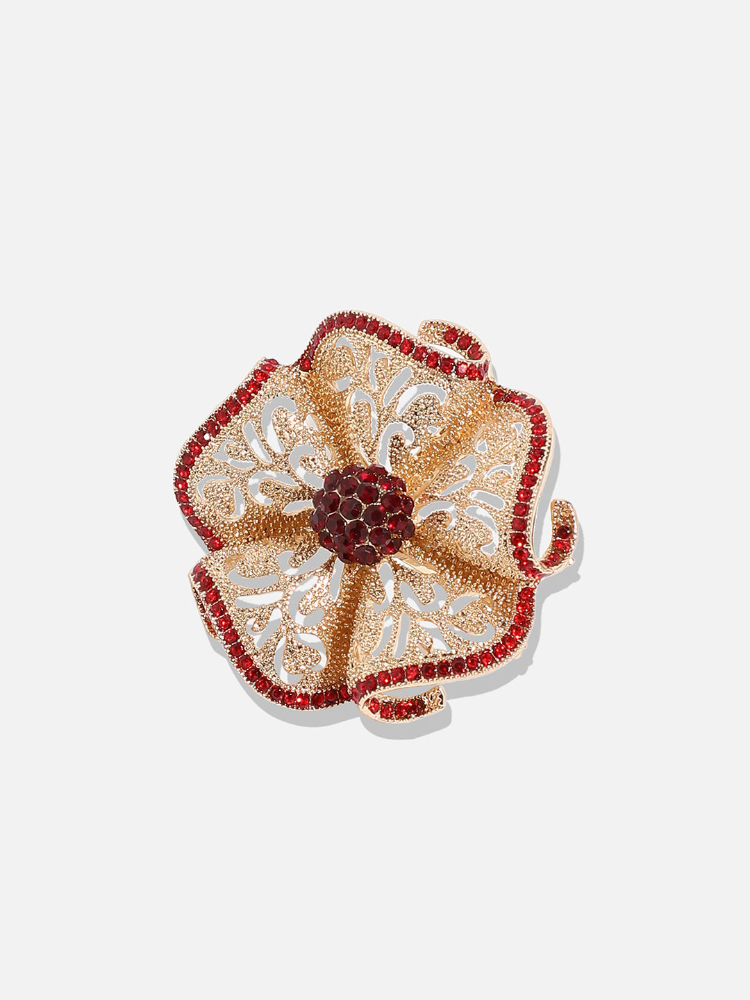 Gold Plated Stone Work Flower Ring