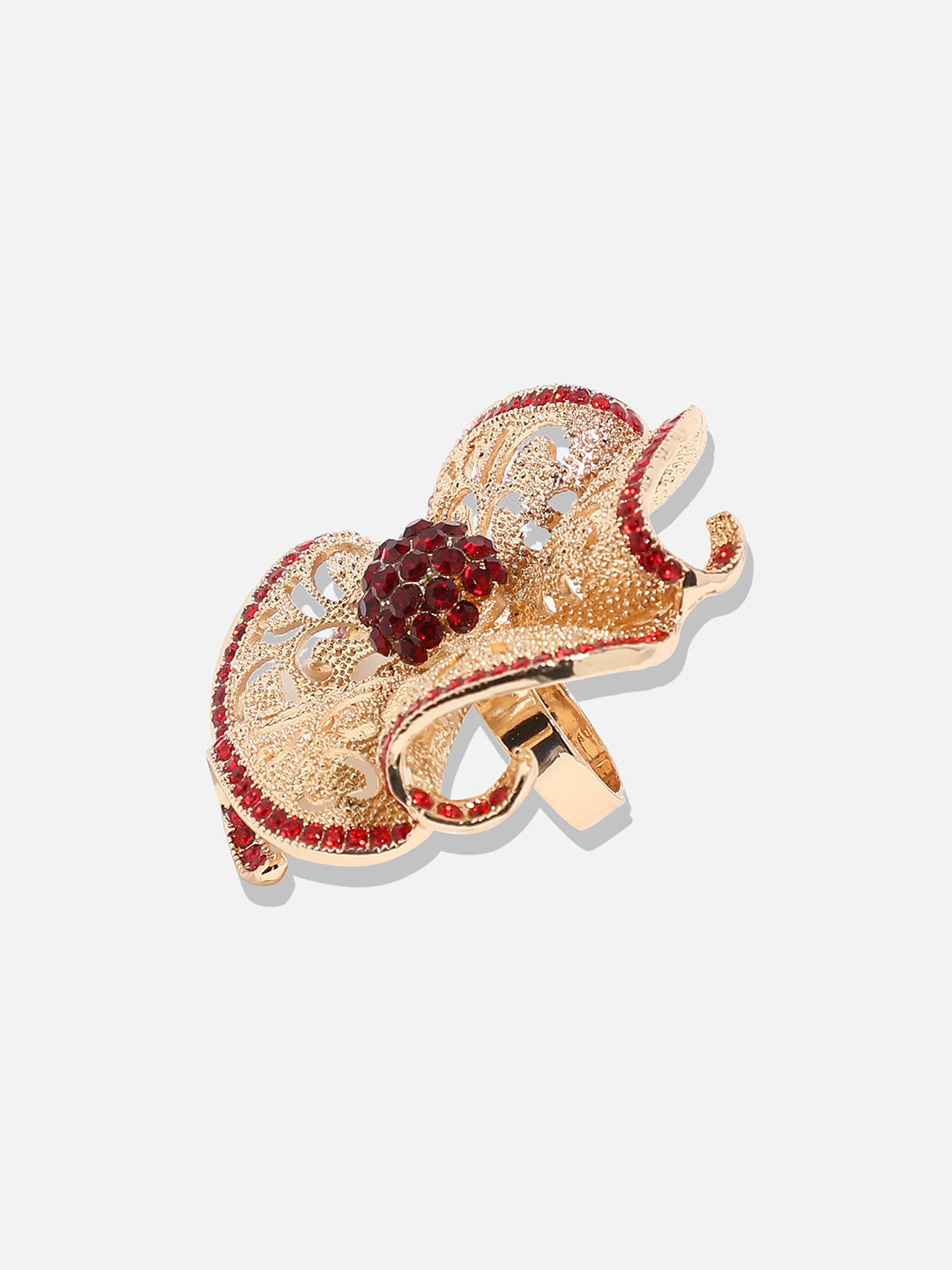 Gold Plated Stone Work Flower Ring