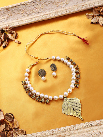 The Kasika Jewellery Set - Antique Gold-SOHNCK1045