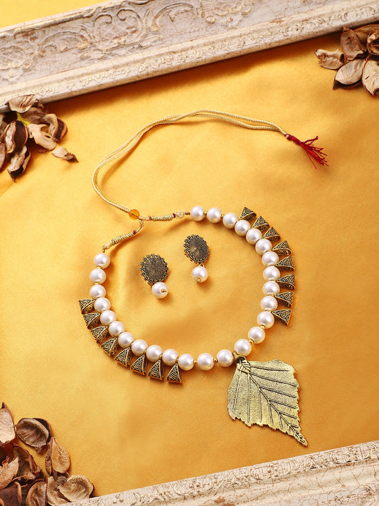 The Kasika Jewellery Set - Antique Gold-SOHNCK1045