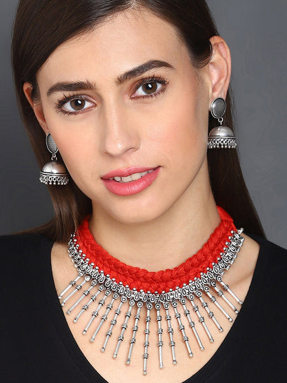 Ethnic Oxidised Thread Necklace Set