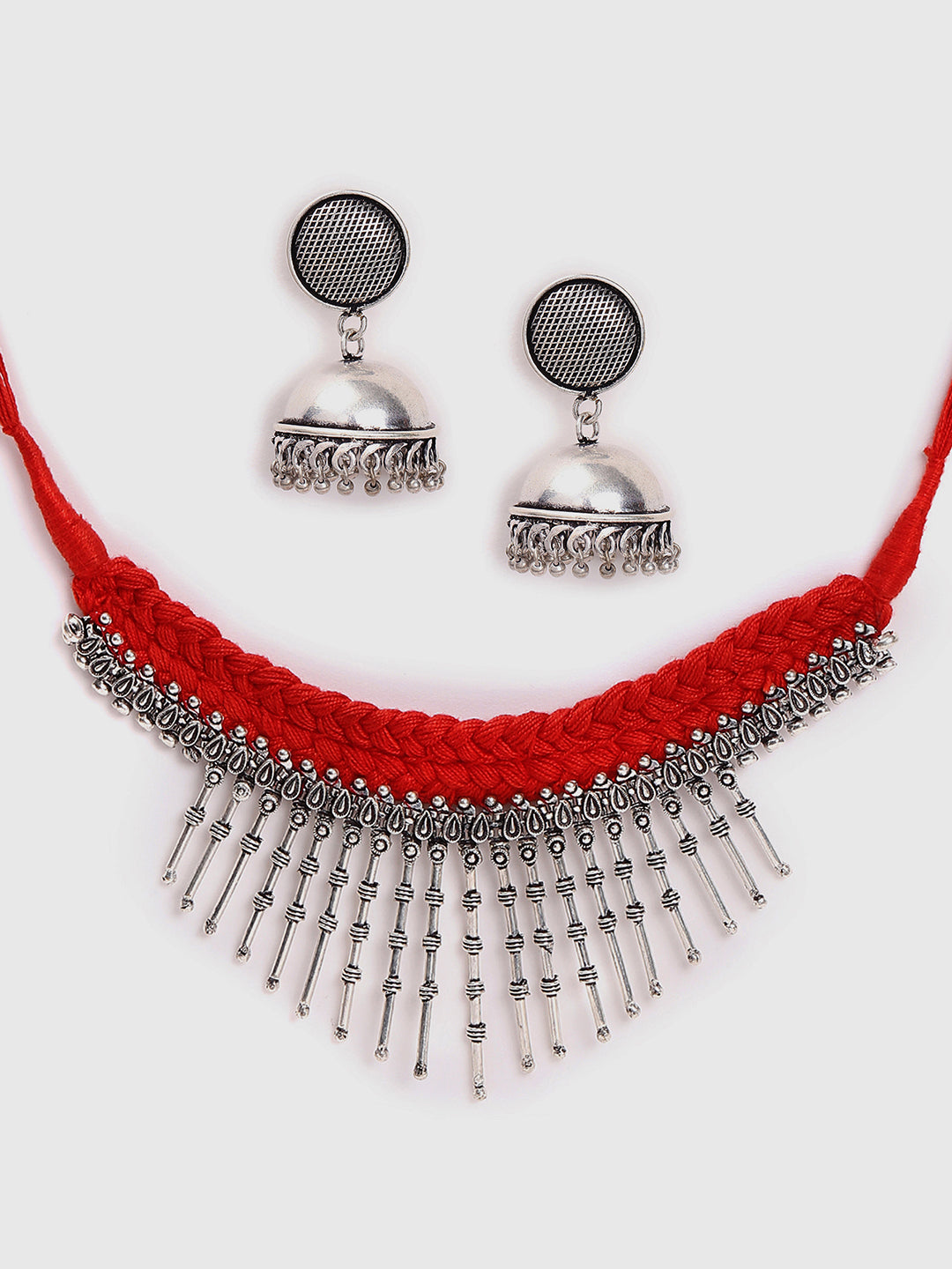 Ethnic Oxidised Thread Necklace Set