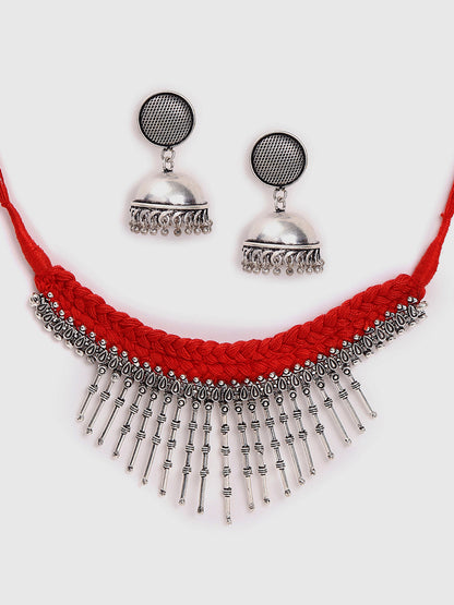 Ethnic Oxidised Thread Necklace Set