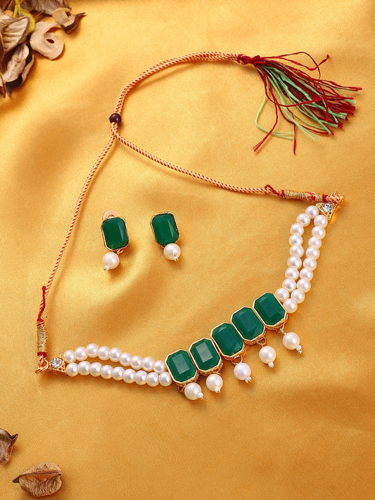 The Sama Jewellery Set - Emerald Green-SOHNCK1053
